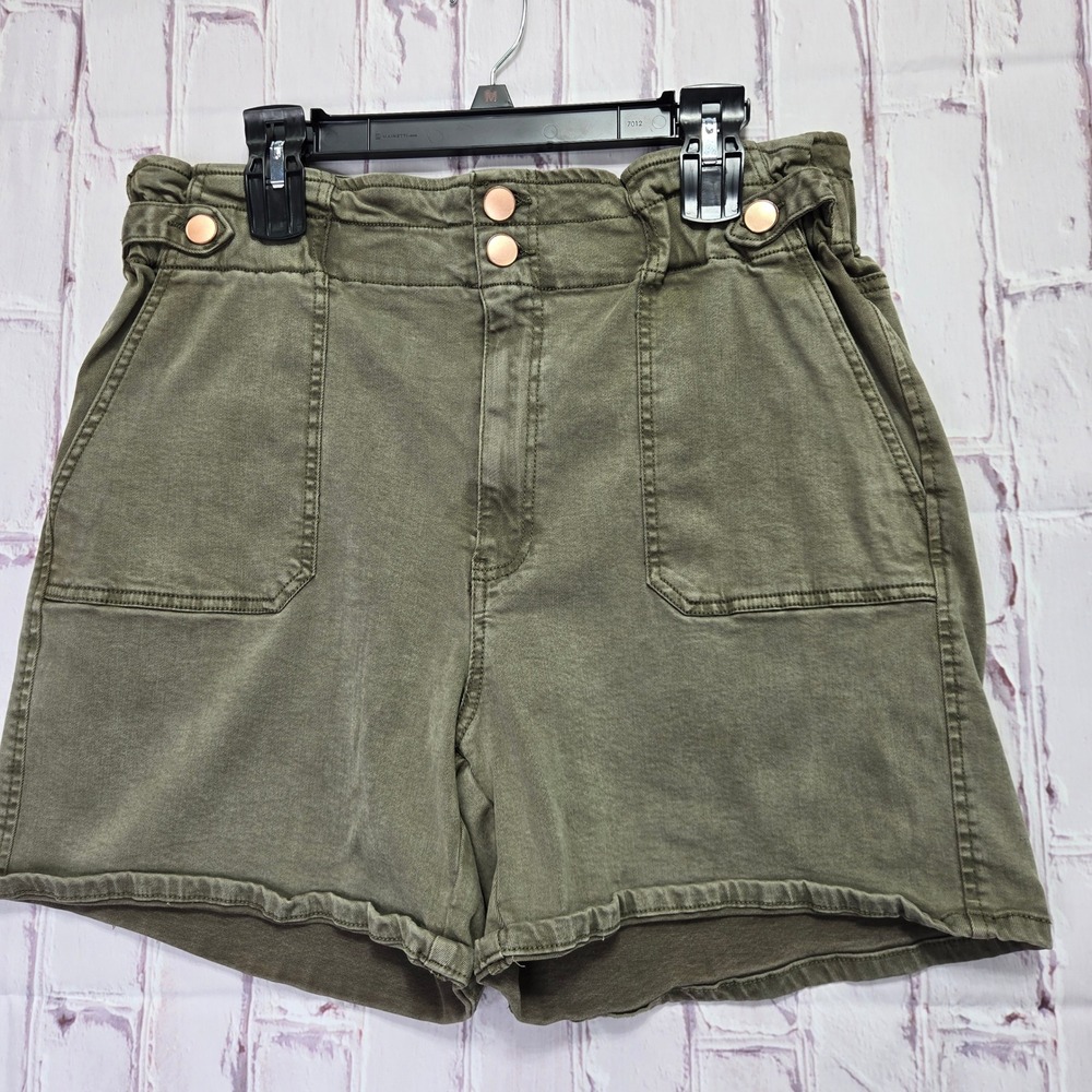 BKE Shorts Olive Green Paperbag Waist High Rise Utility Casual Women XL